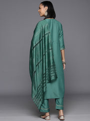 Sea Green embroidered kurta with straight pant and dupatta