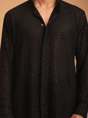 Men's Black Georgette Kurta