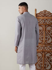 Men's Grey Cotton Kurta