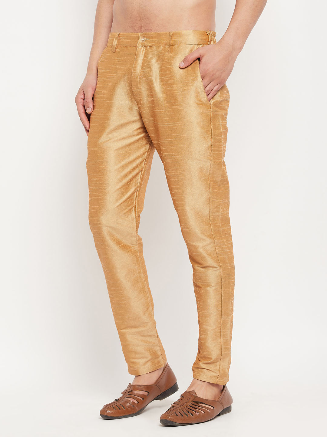 Men's Rose Gold Silk Blend Pant Style Pyjama