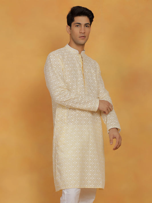 Men's Yellow Cotton Kurta