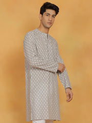 Men's Gray Cotton Kurta