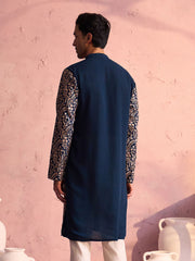 Men's Turquoise Green Georgette Kurta