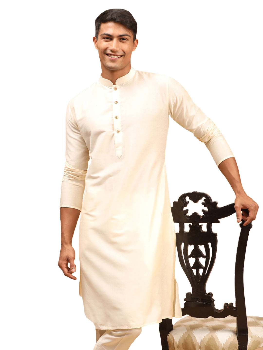 Men's Cream Viscose Kurta