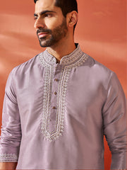 Men's Purple Silk Blend Kurta