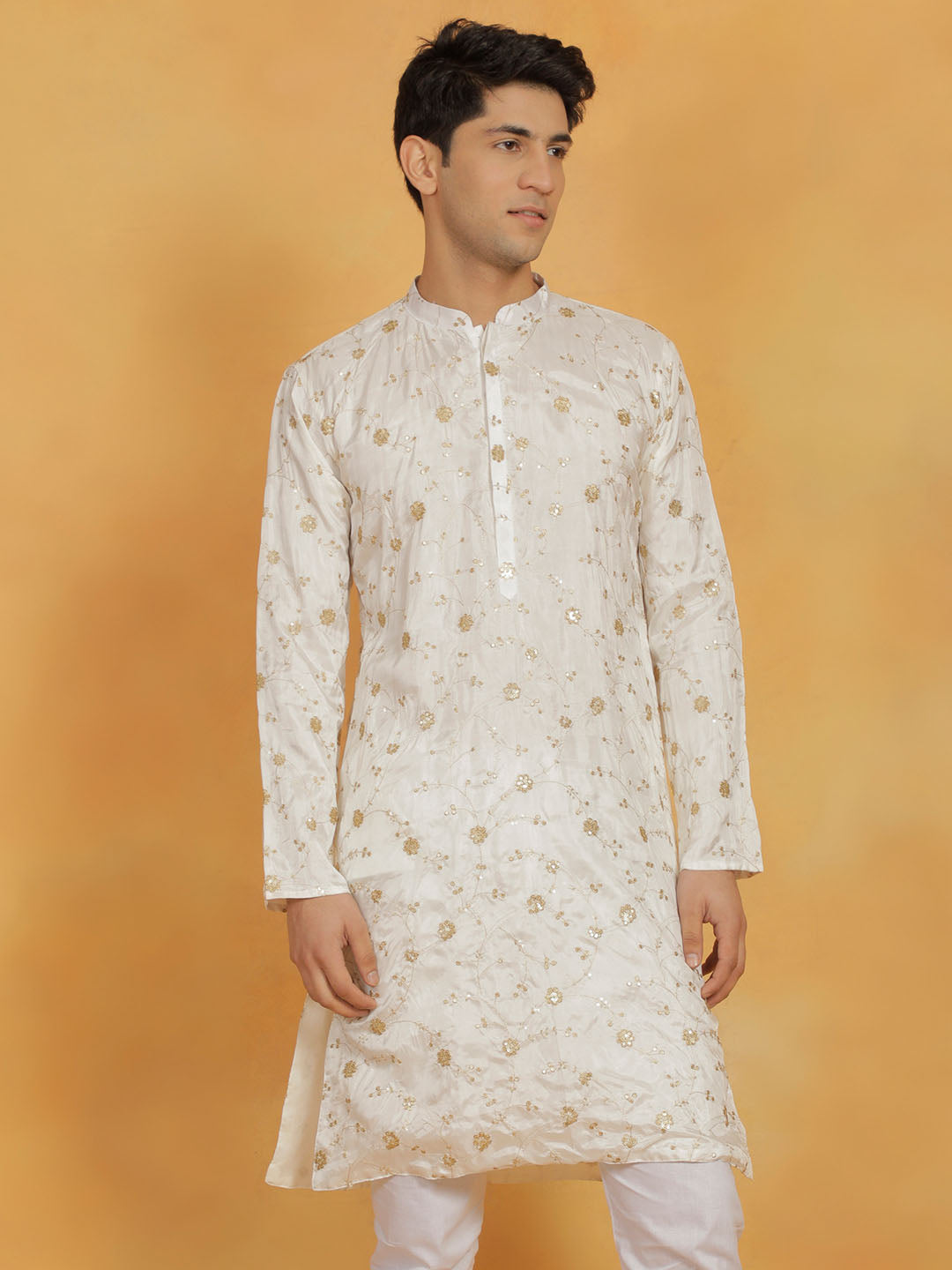 Men's White Viscose Kurta