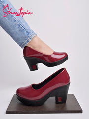 Shoetopia Solid Cherry Pumps For Women & Girls