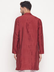 Men Maroon Silk Blend Kurta