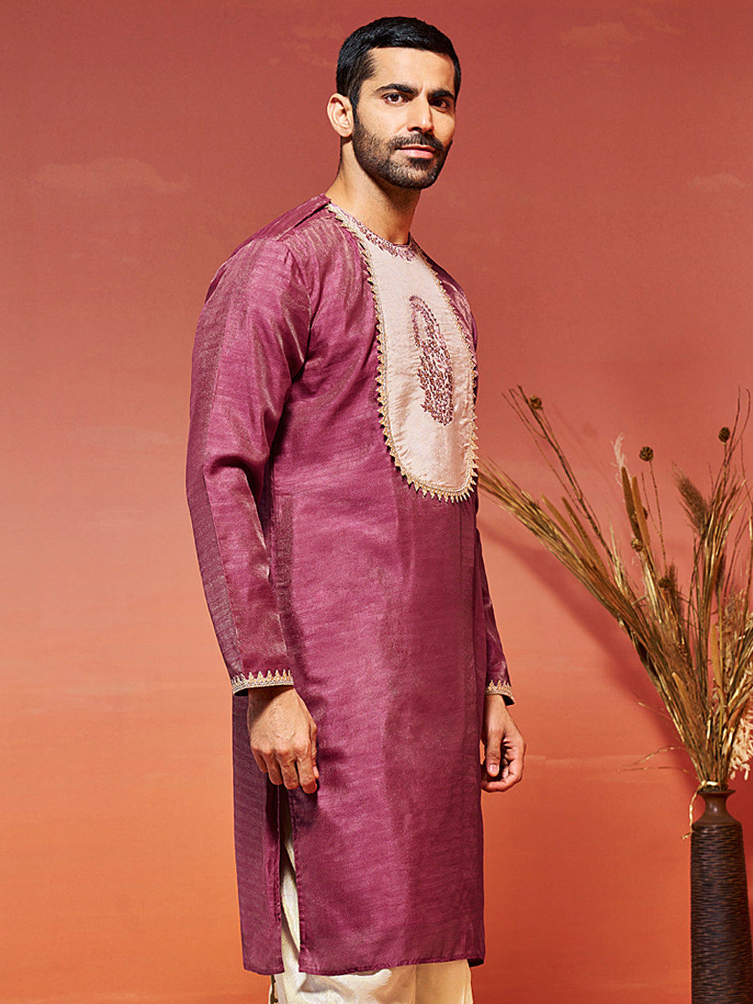 Men's Onion Silk Blend Kurta