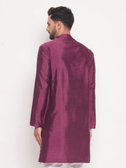 Men Purple Silk Blend Kurta