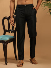 Men's Black Viscose Pant Style Pyjama