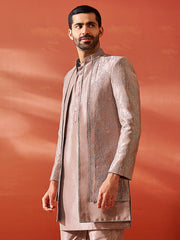 Men's Rose Gold Silk Blend Sherwani Only Top