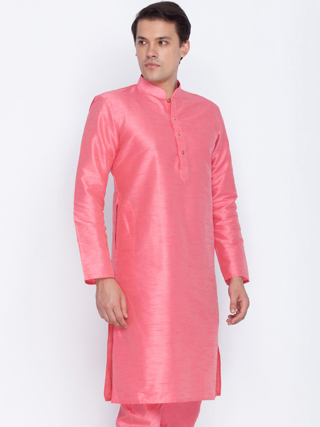 Men's Pink Silk Blend Kurta