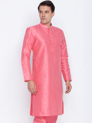 Men's Pink Silk Blend Kurta