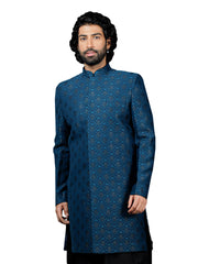 Men's Turquoise Silk Blend Sherwani Only Top