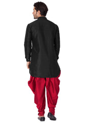 Men's Black Silk Blend Kurta and Dhoti Set