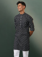 Men's Black Cotton Kurta