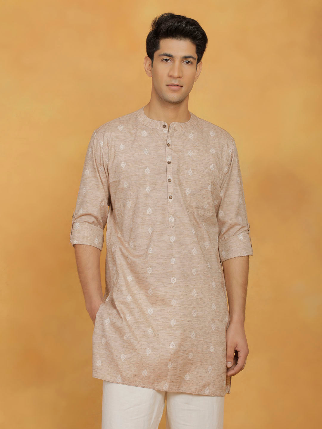 Men's Beige Cotton Kurta