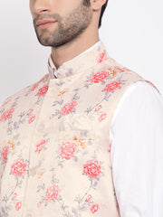 Men's Peach Silk Blend Nehru Jacket