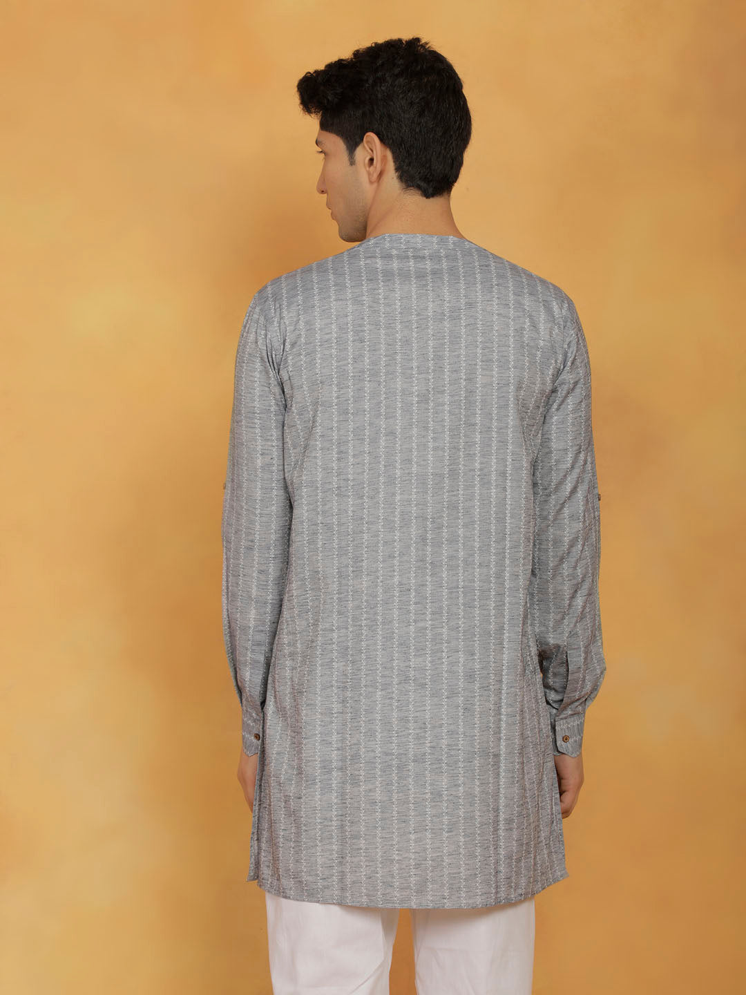 Men's Gray Cotton Kurta