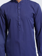 Men's Navy Blue Crepe Kurta