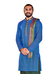 Men's Blue Cotton Kurta