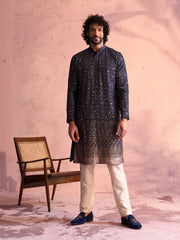 Men's Navy blue Georgette Kurta