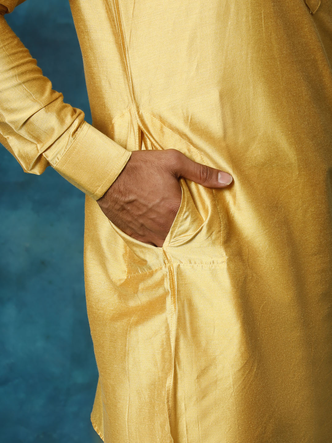 Men's Mustard Viscose Kurta