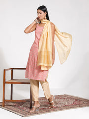 Women's Pink And Rose Gold Kurta Set