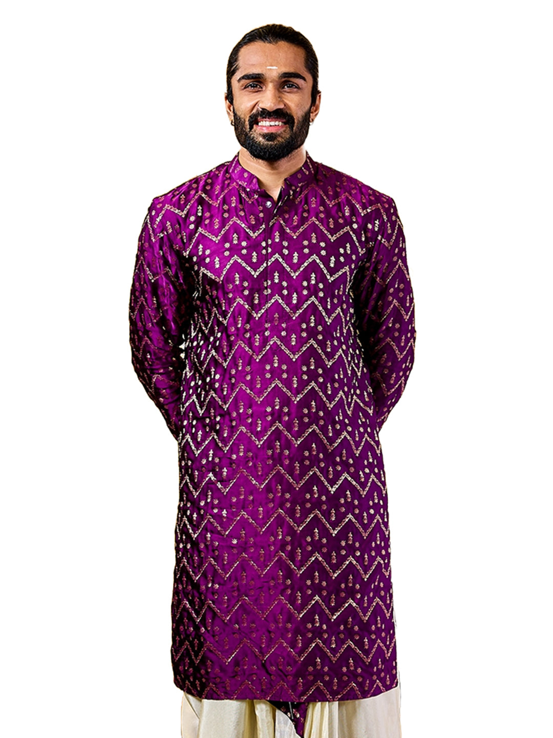 Men's Purple Silk Blend Kurta