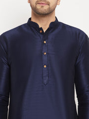 Men's Dark Blue Silk Blend Kurta