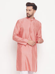 Men Pink Silk Blend Kurta