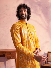 Men's Yellow Georgette Kurta