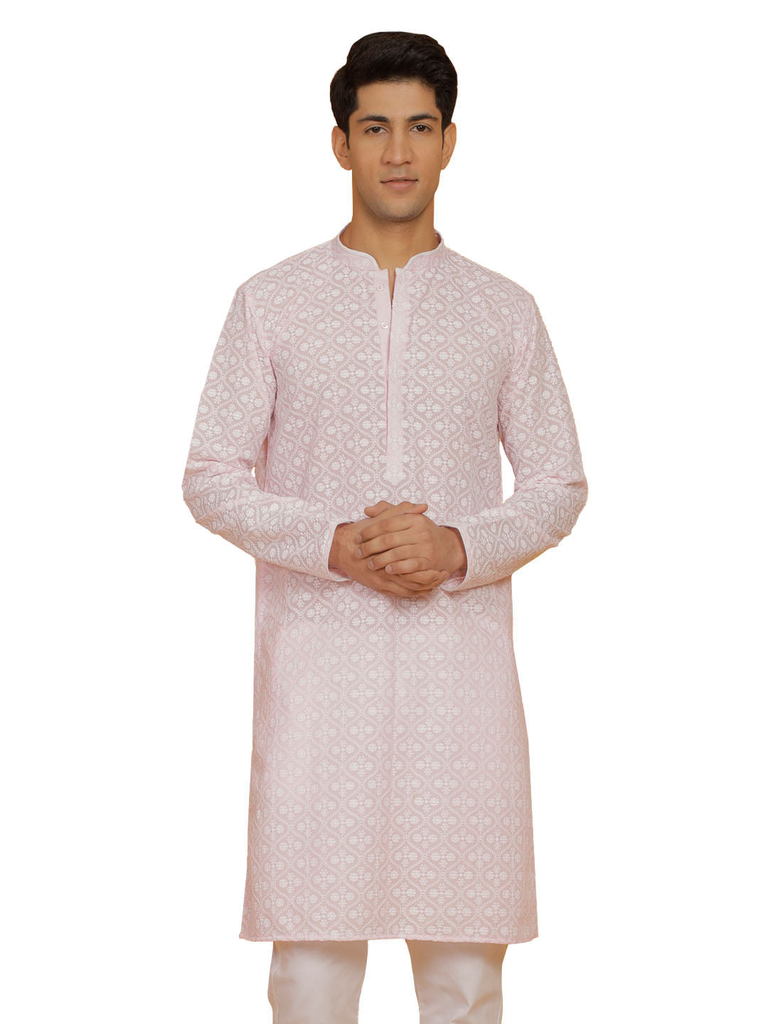 Men's Pink Cotton Kurta