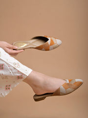 Shoetopia Ethnic Orange Flat Mules For Women & Girls