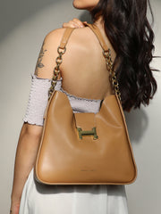 Women's The Monogram Shoulder Bag - Camel Brown