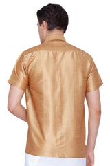 Men's Rose Gold Silk Blend Ethnic Shirt