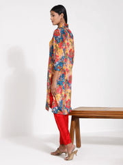 Women's Yellow And Red Kurta Set