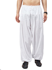 Men's White Cotton Linen Blend Pyjama