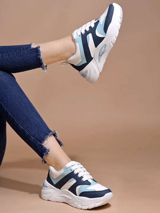 Shoetopia Smart Casual Navy-Blue Sneakers For Women & Girls