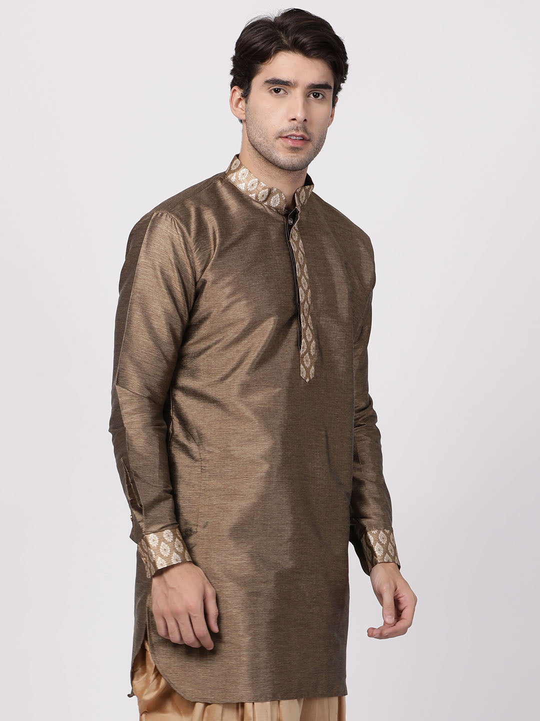 Men's Gold Silk Blend Kurta