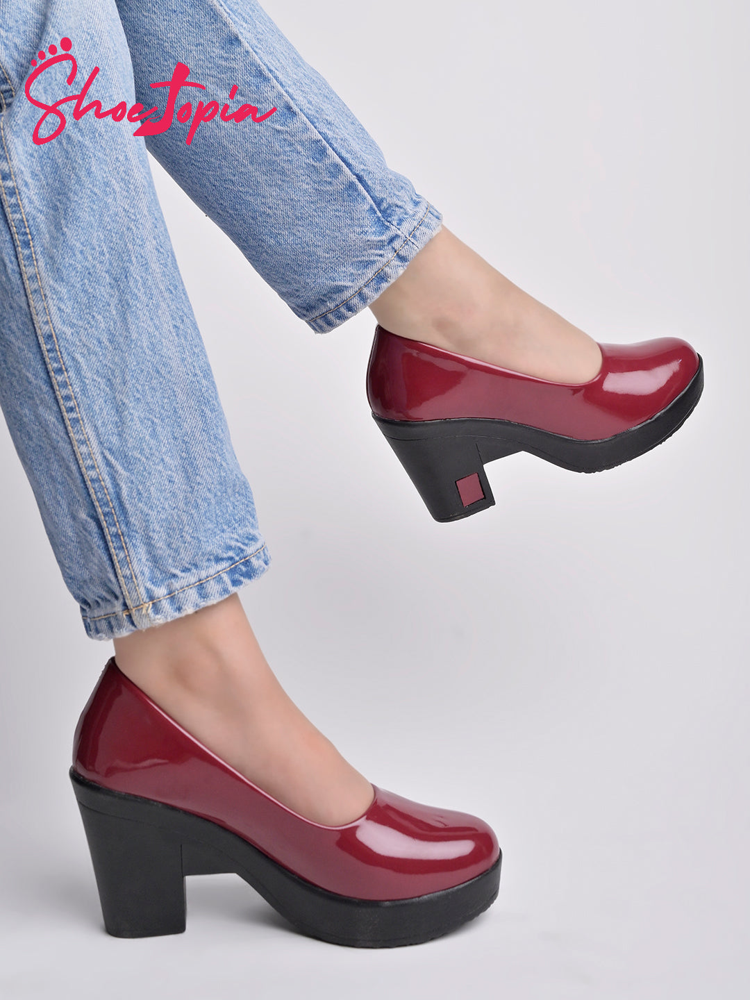 Shoetopia Solid Cherry Pumps For Women & Girls