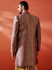 Men's Purple Silk Blend Sherwani