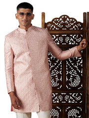 Men's Peach Silk Blend Sherwani Only Top