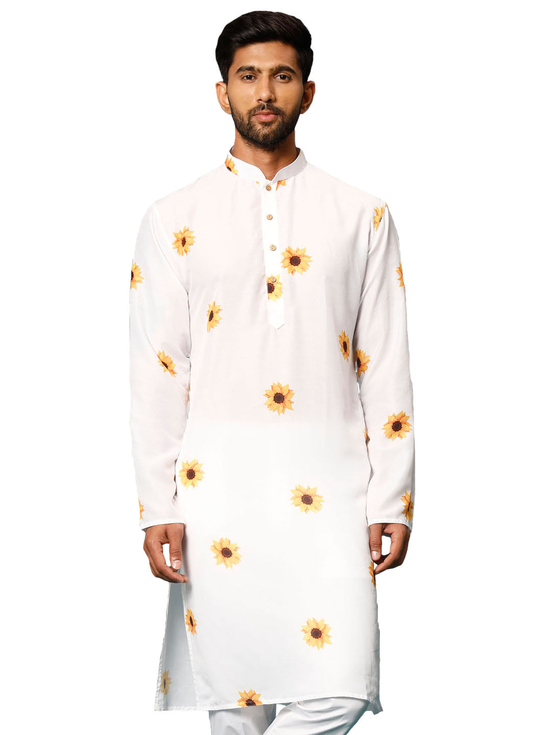 Men's Cream Cotton Blend Kurta