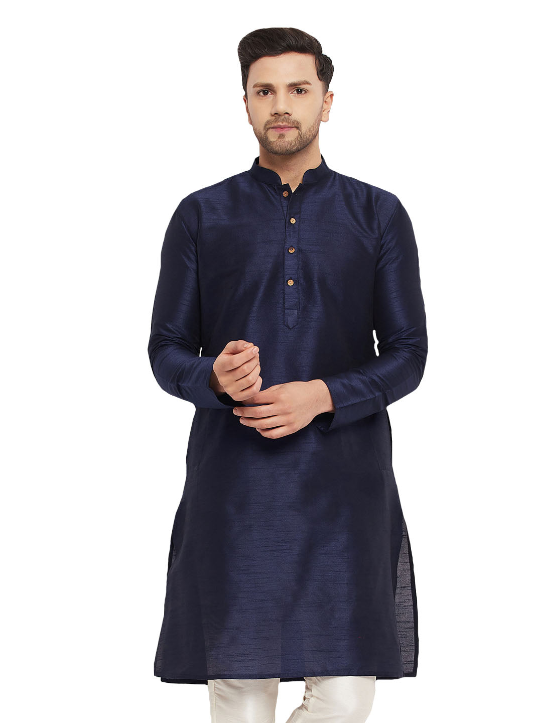 Men's Dark Blue Silk Blend Kurta