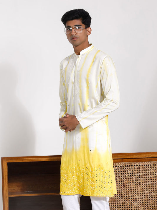 Men's Yellow Viscose Kurta