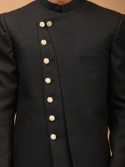 Men's Black Cotton Blend Sherwani Only Top