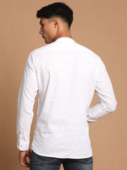 Men's White Cotton Blend Short Kurta