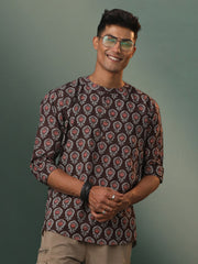 Men's Coffee Cotton Short Kurta